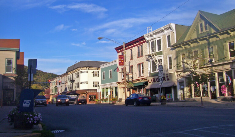 Historic downtown Margaretville New York in the Catskill Mountains